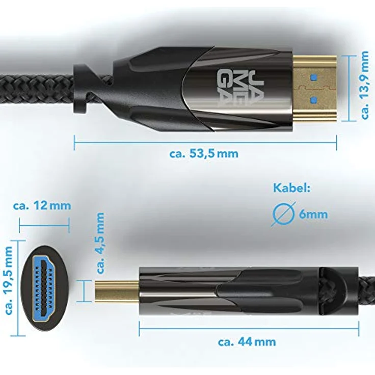 JAMEGA - 10m HDMI Kabel 2.0 - High Speed mit Ethernet - Ultra HD 4K 60Hz 4:2:0 HDR HDCP ARC CEC 3D 1080p Full HD Dolby Vision 16GBit s - Nylon Kabel 3 Fach geschirmt - Black Series – Bild 5
