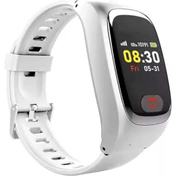 NikuTRAX Notrufuhr NPC182S-IoT, weiße Smartwatch mit aktivierter SIM und GeoTRAX Portal, GPS, 2-Wege-Sprachkommunikation, Gesundheitsüberwachung