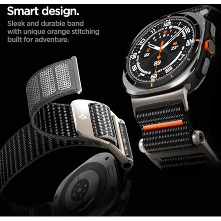 Spigen Dura Pro Flex Armband für Samsung Galaxy Watch Ultra 47mm (2024, 2025) - Robuste Zinklegierungsschnalle, leichtes und strapazierfähiges Material, Schwarz – Bild 4