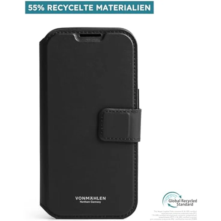 VONMÄHLEN Vegan Leather Folio, 2in1 Handyhülle kompatibel mit iPhone & MagSafe, magnetisches Wallet Case aus recyceltem Material mit Kartenfach, Standfunktion & 360° Schutz – Bild 5