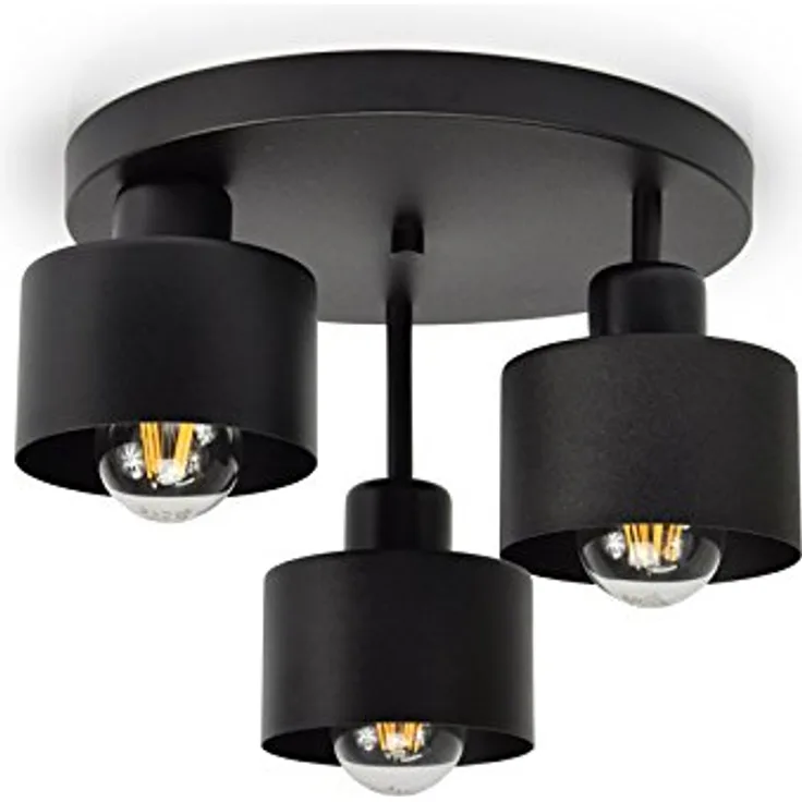 FKL DESIGN Home Deco Deckenlampe Schwarz 3-flammig Retro Design |382-e3 Skandi (Schwarz)