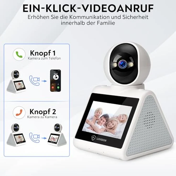 LUVISION WLAN PTZ Überwachungskamera, Auto-Tracking Video-Anrufkamera mit Gegensprechfunktion und 4,3-Zoll Display für Kinder, Senioren und Haustierüberwachung – Bild 2