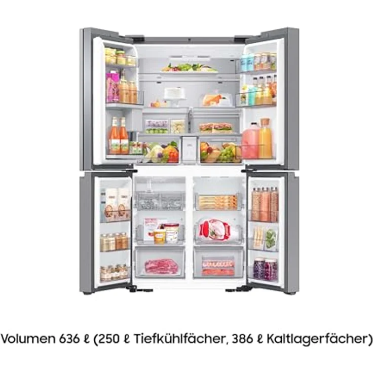 Samsung 4-Türen French Door mit Family Hub+ und AI Food Manager, 636 L Edelstahl Look – Bild 3