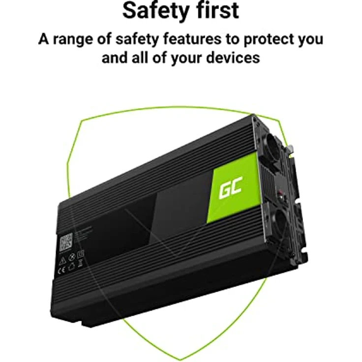 Green Cell PC-Netzteil, Wechselrichter 12V 2000W mit 2 Ausgängen, schwarz – Bild 8