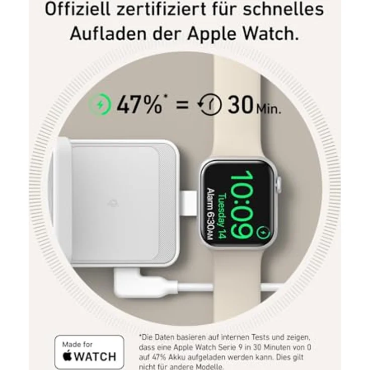 Anker MagGo 3-in-1 Ladestation, Qi2 zertifiziert, 15W kabellos, MagSafe kompatibel, Apple Watch Ladegerät, für iPhone 15/14, AirPods, Apple Watch 9 (mit 40W USB-C Netzteil) – Bild 4
