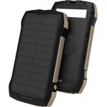 Vinnic Solar Powerbank (20000 mAh, 20 W, 74 Wh), Schwarz, mit 3 USB-A + 1 USB-C Anschlüssen