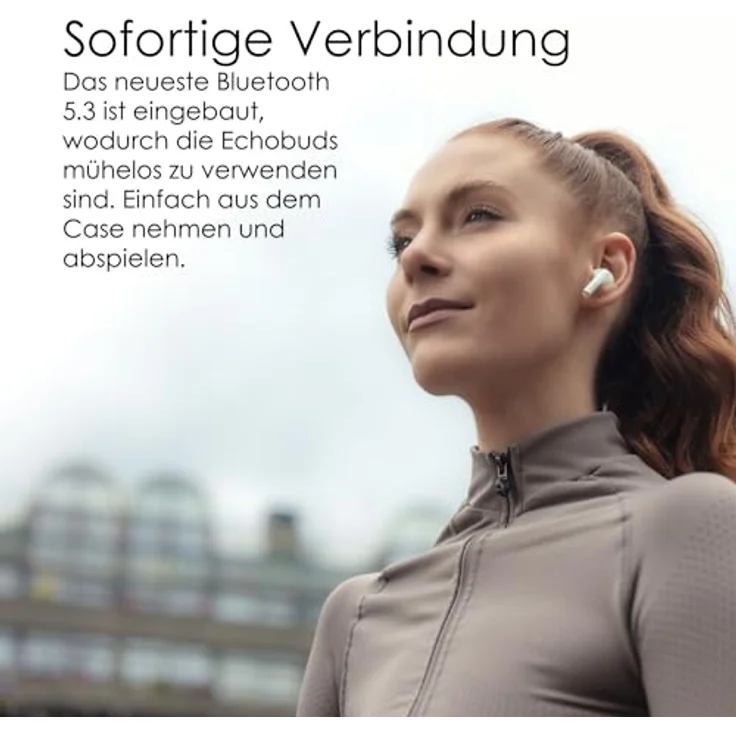 Boompods EchoBuds, TWS Kopfhörer mit Bluetooth 5.3 und Extra Bass, Himmelblau – Bild 8