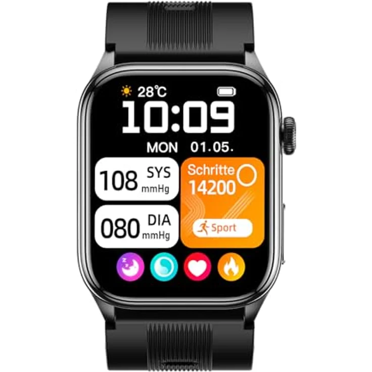 Knauermann PRO 4 Air, Senioren-Smartwatch mit Sturzerkennung & SOS, elegante schwarze Ausführung – Bild 2