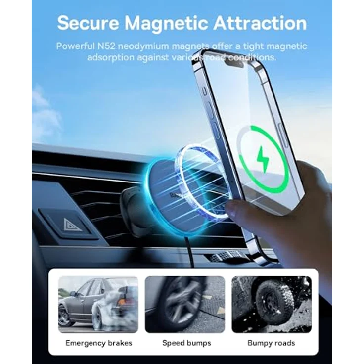 Baseus CW01, Universell Magnetisch Auto-Ladegerät 40W, Schwarz – Bild 2