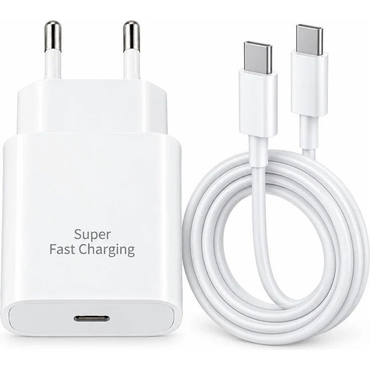 Ventarent 25W USB-C Ladeset für Google Pixel, 2 m, Weiß – inkl. 25 Watt Adapter und USB-C Kabel