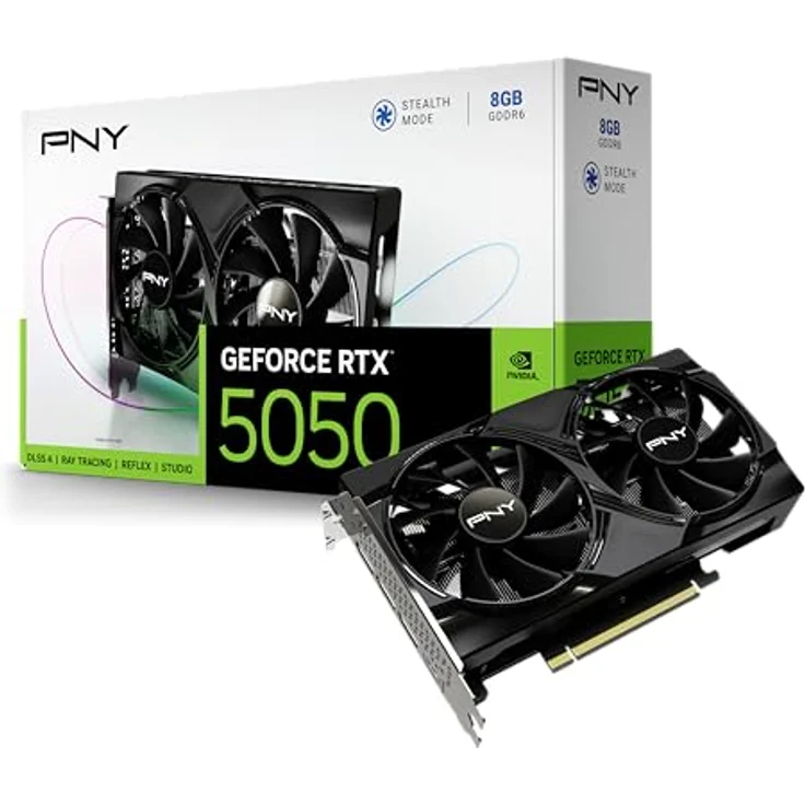 PNY GeForce RTX 5050, Grafikkarte mit 8 GB GDDR6, Single Fan, HDMI, 3xDP, 2560 CUDA-Kerne, für Gaming und kreative Anwendungen – Bild 1