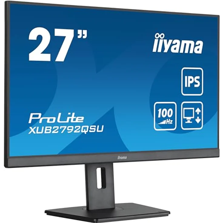 iiyama Prolite XUB2792QSU-B6 27" IPS LED-Monitor WQHD 100Hz HDMI DP USB3.2 FreeSync Höhenverstellung Pivot schwarz – Bild 3