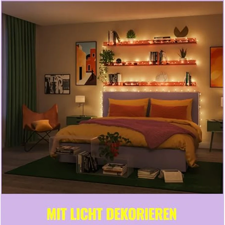 WiZ Fairy Lights 20m LED Lichterkette Outdoor, 160 LEDs, Kalt-Warmweiß & RGB, App-Steuerung, Musik-Sync, 16 Mio. Farben – Bild 3