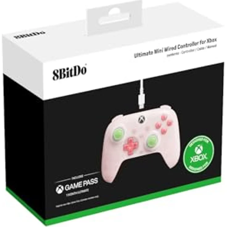 8bitdo Ultimate Mini Wired Xbox Pad Clear Pink, Gaming Controller für Xbox Series S, kabelgebunden, ergonomisches Design, pink – Bild 6