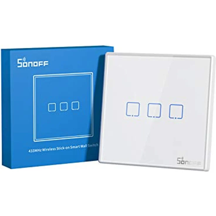SONOFF T2EU3C-RF Druckknopf 86 Typ Wandplatte Sticky 433MHz Wireless RF-Fernbedienung, Zweiwege-Steuerung, keine Verkabelung erforderlich, Batterie erforderlich (not included), 3 Gang – Bild 1