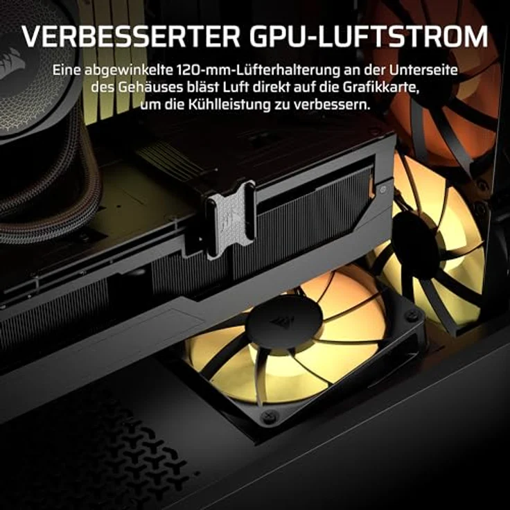 CORSAIR 3200D RS ARGB Mid-Tower ATX PC-Gehäuse, 3x RS120 ARGB PWM-Lüfter, GPU-Anti-Sag-Stabilisierungsarm, Rauchgrau – Bild 4
