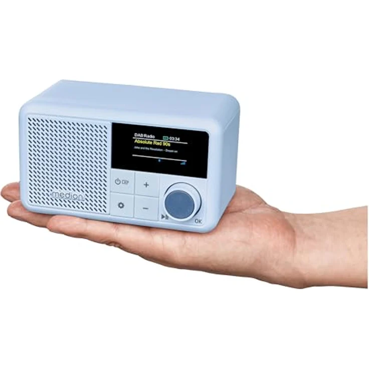 MEDION S66822 Tragbares Mini DAB+ Radio mit Bluetooth blau, dimmbares Farbdisplay, Teleskopantenne, Sleeptimer,Wecker, Snooze, AUX, USB-C – Bild 4