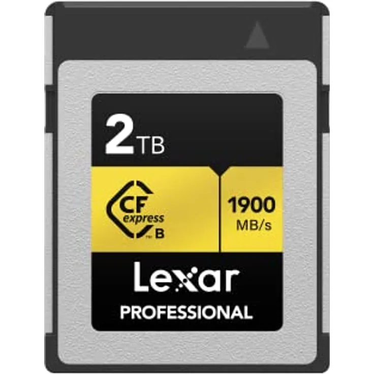 Lexar Professionelle 2 TB CFexpress Typ B Speicherkarte Gold Serie, bis zu 1900 MB/s Lesen, Raw 8K Videoaufnahme, unterstützt PCIe 3.0 und NVMe (LCXEXPR002T-RNENG)