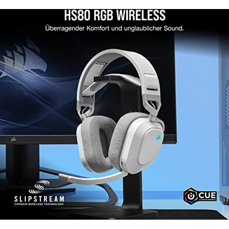 Corsair HS80 RGB Wireless Gaming-Headset, USB-Dongle, Weiß (CA-9011236-EU) – Bild 3