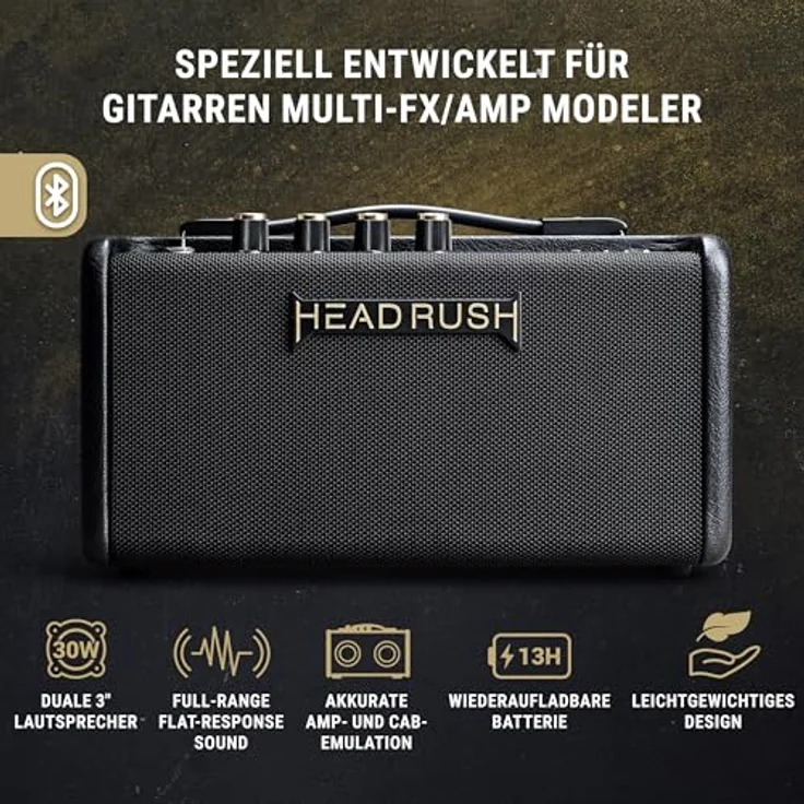 HeadRush FRFR GO, Modeling Combo Verstärker für E-Gitarre, 30 Watt, Bluetooth, 13 Stunden Akkulaufzeit, kompaktes Design – Bild 2