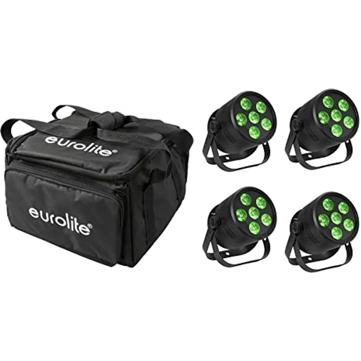EUROLITE Set 4x LED Silent Par 6 QCL Floor sw + Soft-Bag