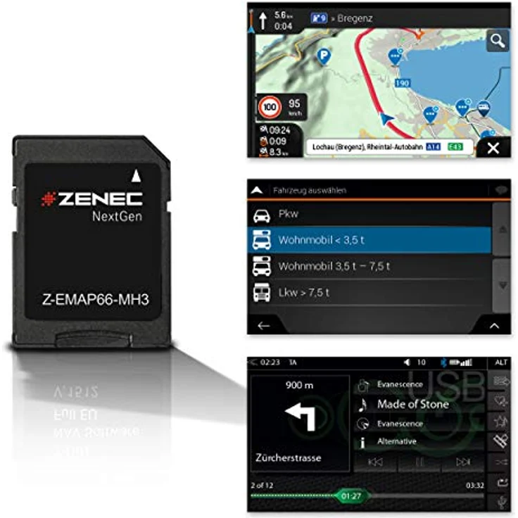 Zenec Z-EMAP66-MH3 Z-XXX66 Camper-Navisoftware, 3 Jahre Updates, 16 GB microSDHC, Karten für 47 Länder, 3-D Darstellung, über 6,5 Millionen P.O.I. – Bild 1