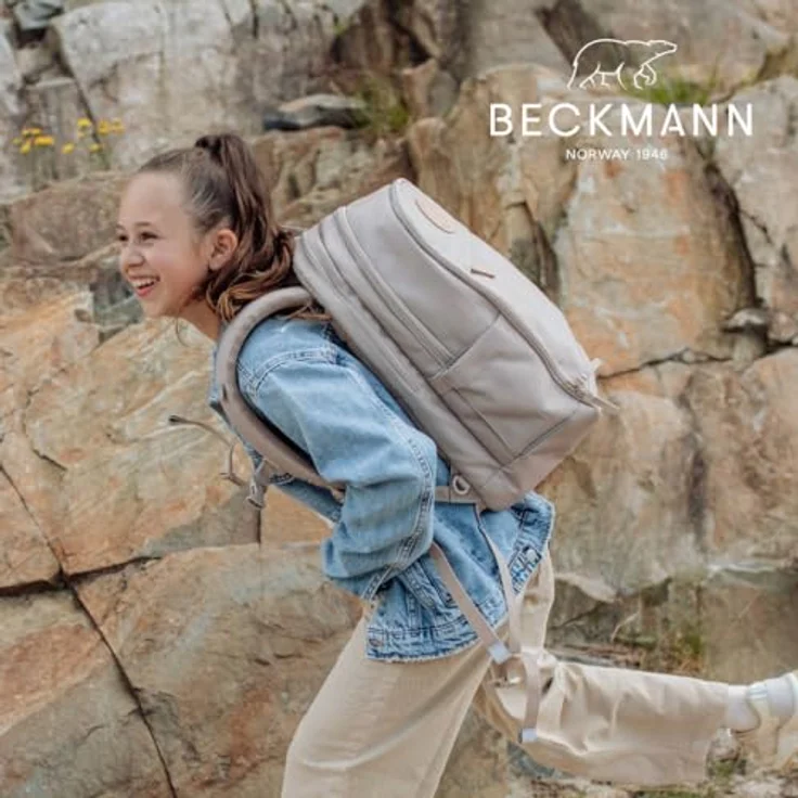Beckmann Norway Urban Midi Schulrucksack 44 cm, 100% Polyester, beige, geeignet für Laptops bis 29 cm x 21 cm – Bild 3