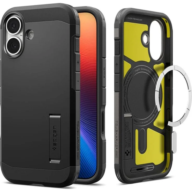 Spigen Tough Armor "T" MagSafe Hülle für iPhone 17, stoßfeste Smartphone Hülle in Schwarz