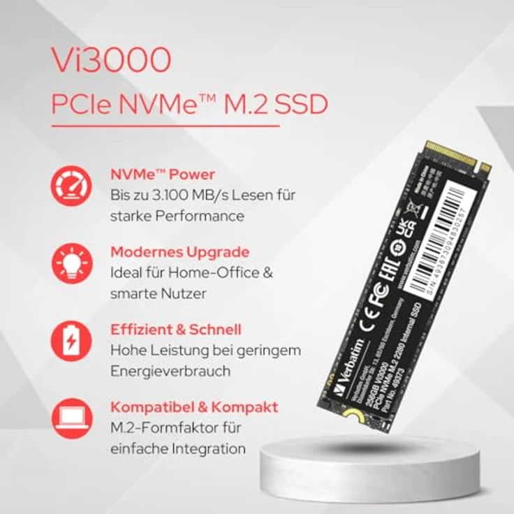 Verbatim SSD 512GB Vi3000 PCIe NVMe M.2 – Bild 3