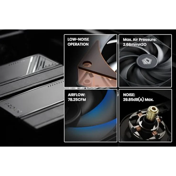 ID-COOLING FROZN A620 CPU-Luftkühler, 6 Heatpipes, komplett schwarz, mit zwei 120 mm FDB-Lüftern, kompatibel mit Intel LGA1700/1200/115X, AMD AM4/AM5 – Bild 5