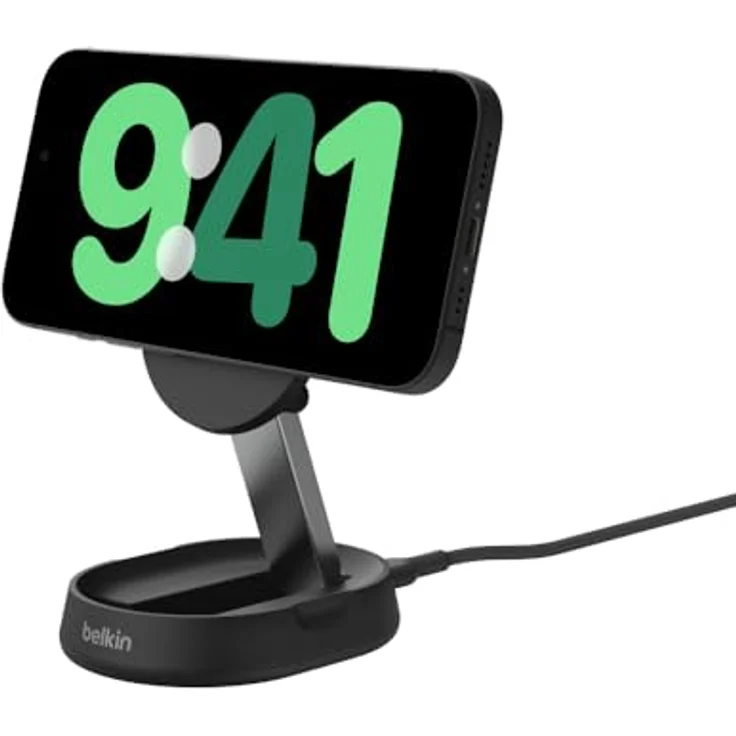 Belkin BoostCharge Pro induktive Ladestation 15W, Qi2-Ladegerät, kabelloses Ladegerät, kompatibel mit MagSafe, kabelloses Qi2-Ladestation für Apple iPhone 15 und mehr, inkl. 20-W-Netzteil – Schwarz – Bild 1