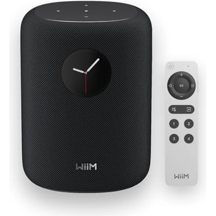 WiiM Sound Smart Speaker, 1,8″ Touch-Display, Hi-Res 24 Bit/192 kHz, AI RoomFit™, 100W Spitzenleistung, Wi-Fi 6E / Bluetooth 5.3, Multiroom & Stereo-Kopplung, Fernbedienung, Schwarz