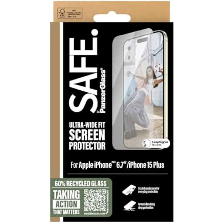 Panzer Glass SAFE Ultra Wide Fit Displayschutzfolie für Apple iPhone 16 Plus/15 Plus/14 Pro Max, Anti-Fingerabdruck, Ecke-zu-Ecke Abdeckung, einfache Installation, Klar – Bild 4