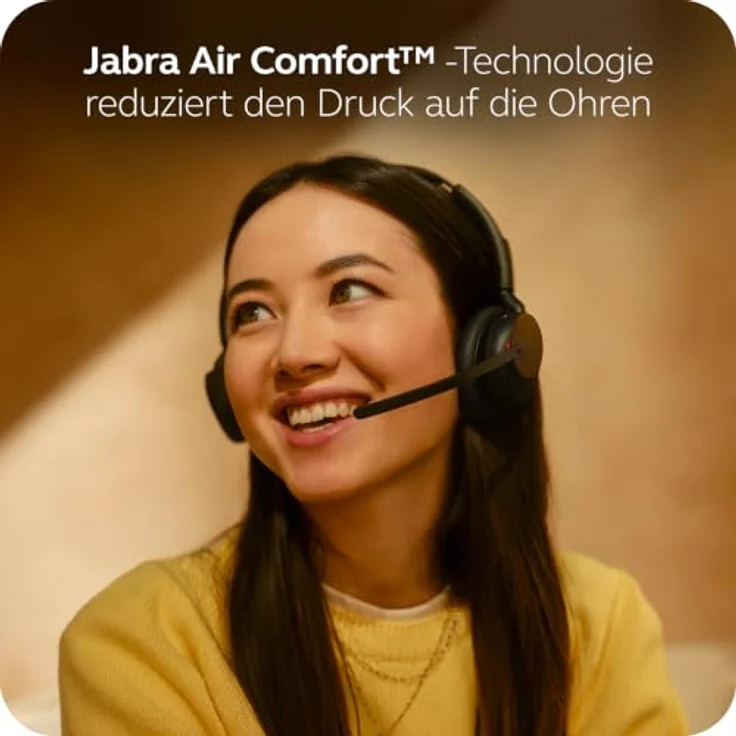 Jabra Evolve3 45 Stereo, LINK 390a, UC On Ear Headset Bluetooth®, kabellos, schwarz, leichte Bauweise, drei Mikrofone für klare Sprachübertragung – Bild 3