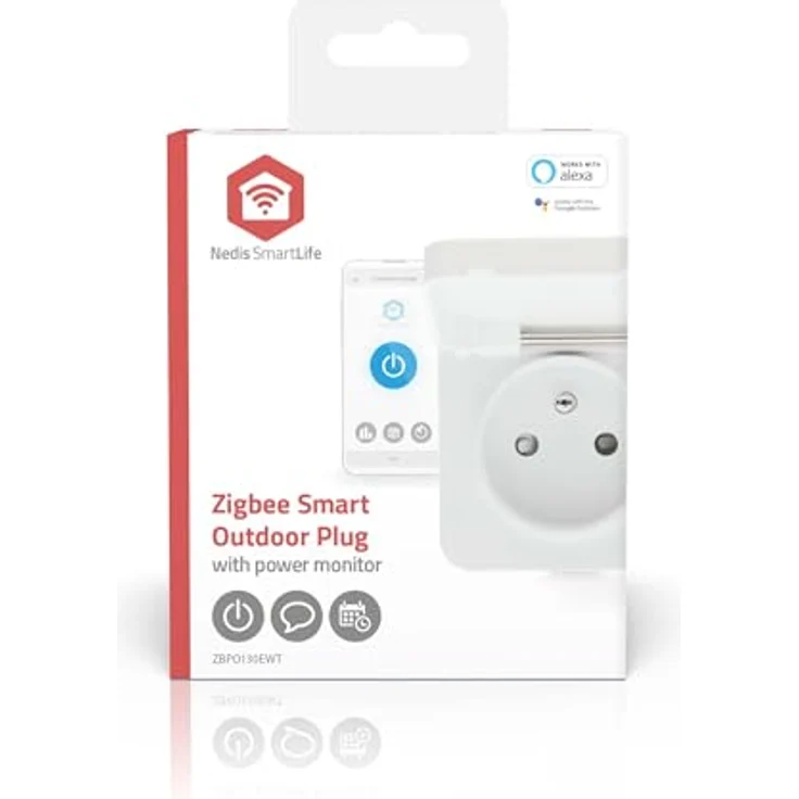 Nedis SmartLife Smart Plug Zigbee 3.0, IP44 Smart Stecker mit Leistungsmesser, 3680 W, Typ E (CEE) für Außenbereich – Bild 2