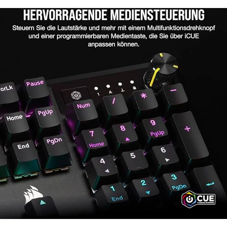 Corsair K70 CORE RGB Mechanische Gaming-Tastatur Mit Handballenauflage - Vorgeschmierte MLX Red Linear Keyswitches - Schalldämpfung - iCUE-Kompatibel - QWERTZ DE Layout - Schwarz – Bild 4