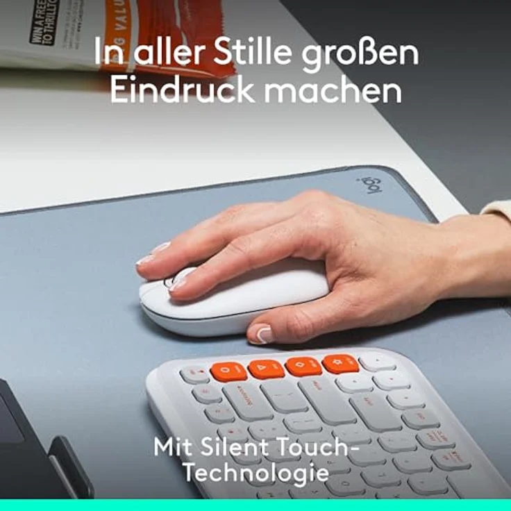 Logitech POP Mouse, kabellose Bluetooth-Maus mit Easy-Switch und leisen Klicks - Grauweiß – Bild 5