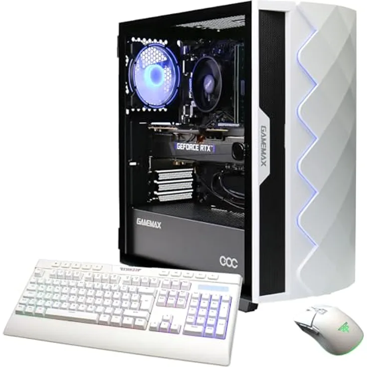 GameMax Diamond WT 7798, Gaming-PC mit Ryzen 7 5700X, 16GB RAM, 1TB SSD, RTX 5060, Weiss