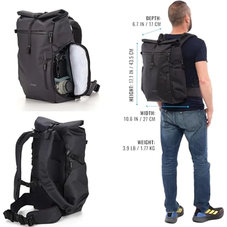 Shimoda Strada Laterale 22, Fotorucksack für Kameras, 22 l, wasserabweisend, Schwarz – Bild 2