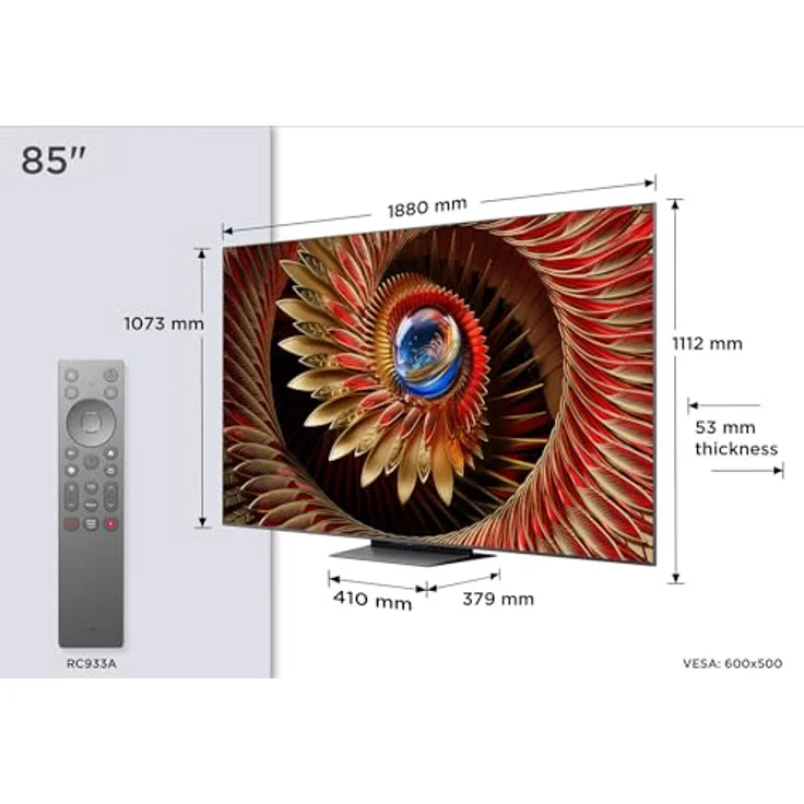 85" TCL 85C8K, 4K QLED Mini-LED Fernseher 144 Hz, HDR10+/Dolby Vision IQ, Google TV, UHD Upscaling, Smart TV, Sprachsteuerung – Bild 2