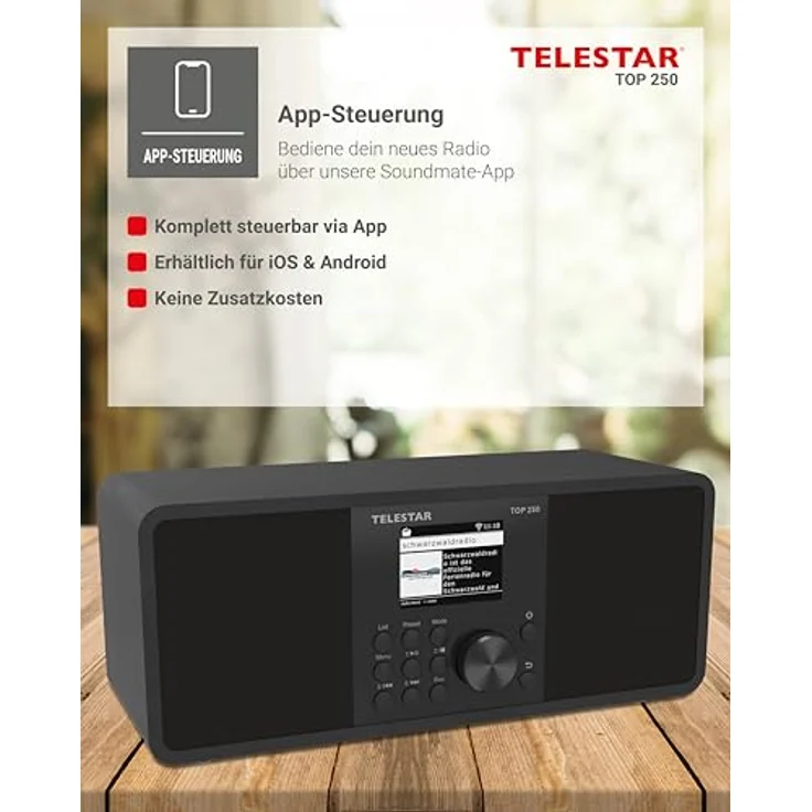 Telestar TOP 250 DAB+ Internetradio, Bluetooth 5.3, schwarz – Bild 9