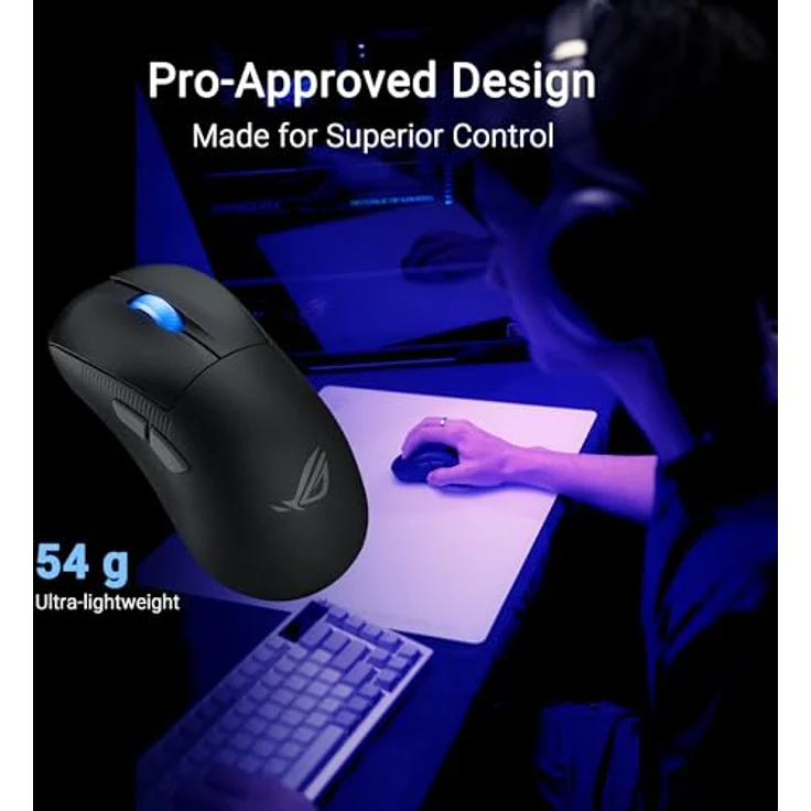 ASUS ROG Keris II Ace Wireless AimPoint Black Gaming Maus (ergonomisch, optischer Sensor ROG AimPoint Pro, 42.000 DPI, ROG Optical Micro Switches, USB, Bluetooth, 2,4-GHz-HF ROG SpeedNova, schwarz) – Bild 3