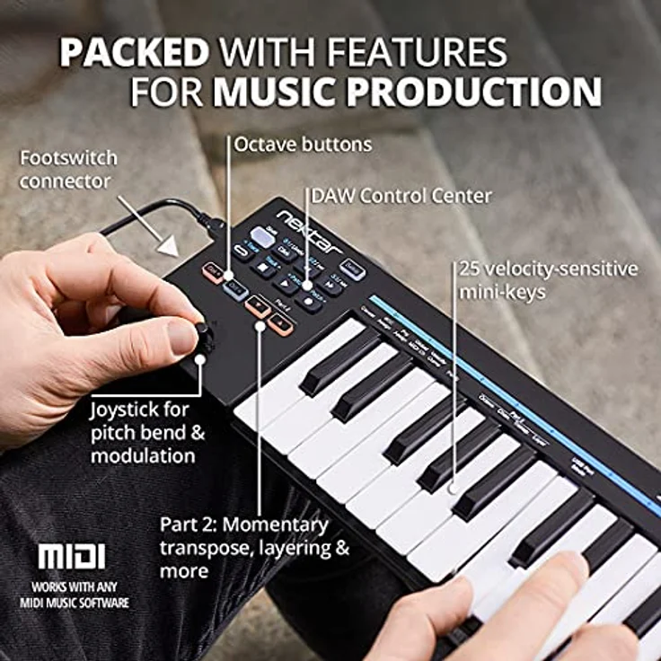 Nektar Impact GX Mini, USB MIDI Controller Keyboard mit DAW-Integration für Mac, PC und iOS, portable Mini-Keys – Bild 3