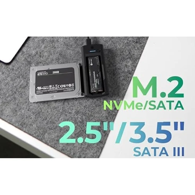 ICY BOX IB-180MS-C31 Dockingstation für NVMe M.2 SSD und SATA Laufwerk, USB Type-C, bis zu 10 Gbit/s, LED Statusanzeige, schwarz – Bild 2