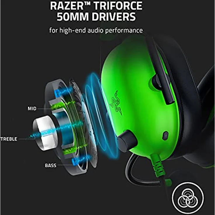 Razer BlackShark V2 X Gaming-Headset: 7.1 Surround Sound – 50 mm Treiber – Memory Foam Ohrpolster – für PC, PS5, PS4, Switch, Xbox One, Xbox Series X|S, Mobile – 3,5 mm Klinkenstecker – Grün – Bild 2
