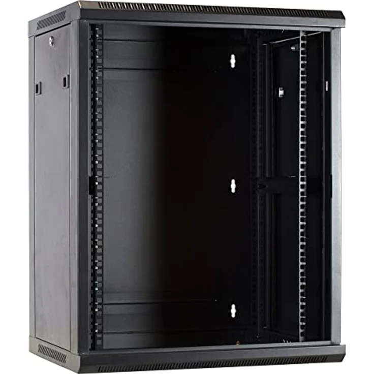 DSIT 15HE Netzwerkschrank (Serverschrank) 19 Zoll Wandmontage - mit Glastür (BxTxH) 600 x 450 x 770 mm - Schwarz - Abschließbar - Traglast 60 kg - Robuste Konstruktion – Bild 3