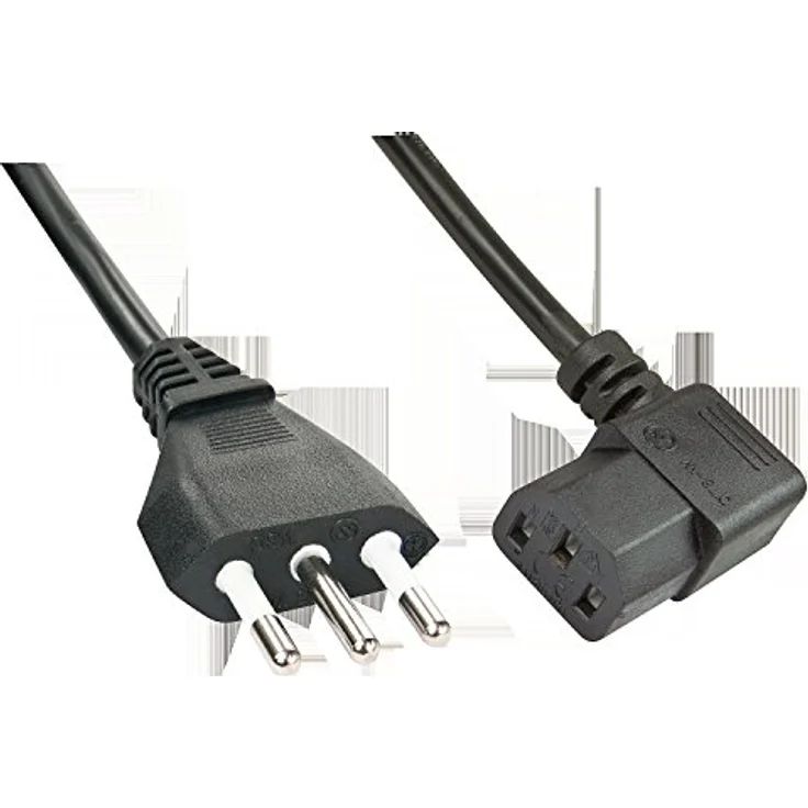 Lindy - Stromkabel - IEC 320 EN 60320 C13 - bis - CEI 23-50 (M) - 2,0m - geformt, 90-Grad-Anschluss - Schwarz - Italien (30346) – Bild 2