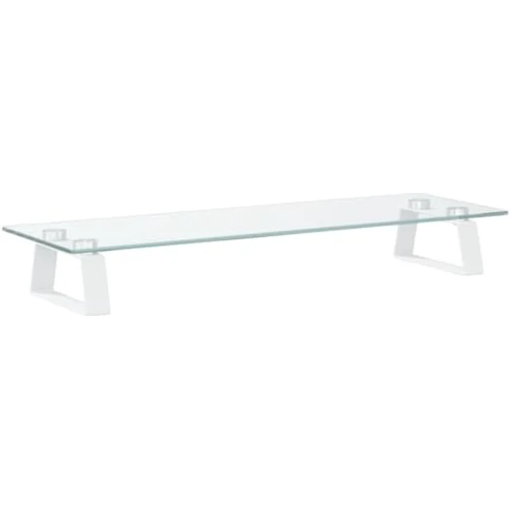 vidaXL Monitorständer mit Stauraum, Monitorerhöhung aus Hartglas und Metall, ergonomisch, Weiß 60x20x8cm – Bild 1