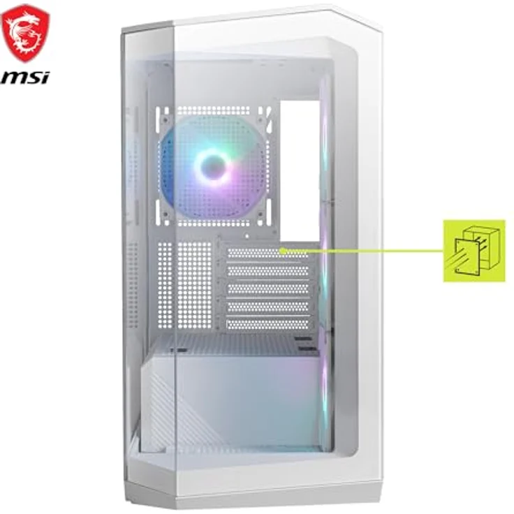 MSI Mag Pano M100R PZ (mATX, ITX), PC Gehäuse, Weiss mit 270-Grad-Panorama-Display und Reverse-Blade-Lüfter – Bild 2