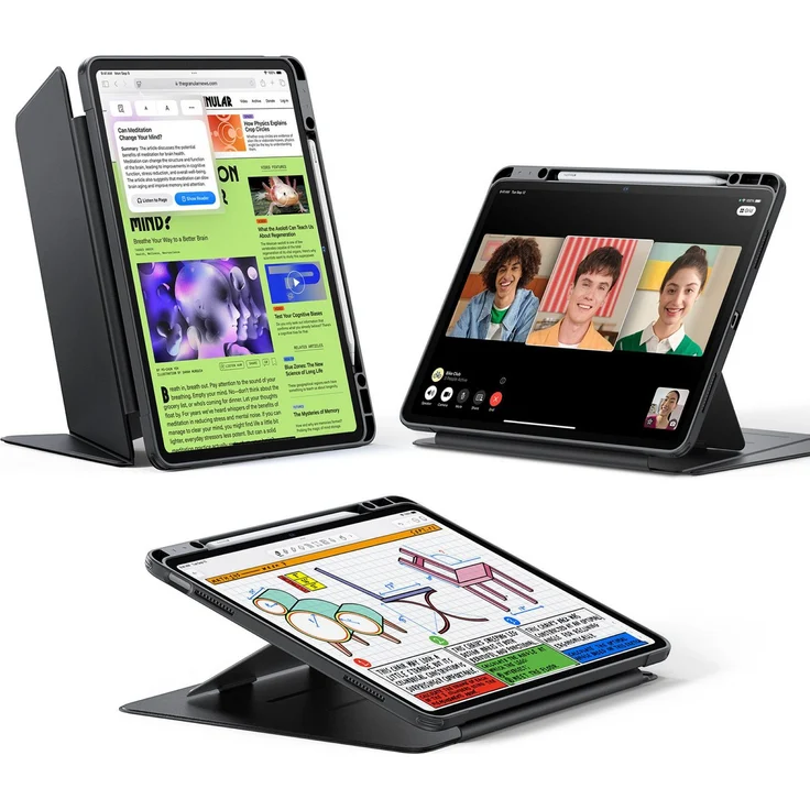 ESR Flip Hybrid Case für Apple iPad Air 13" (2025 & 2024) in Sky Blau, 3 Querformat-Modi, Wake-/Sleep-Funktion, mit Stifthalter